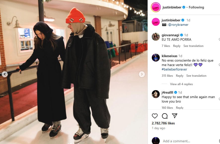 Justin Bieber, Hailey Bieber enjoy ice skating date