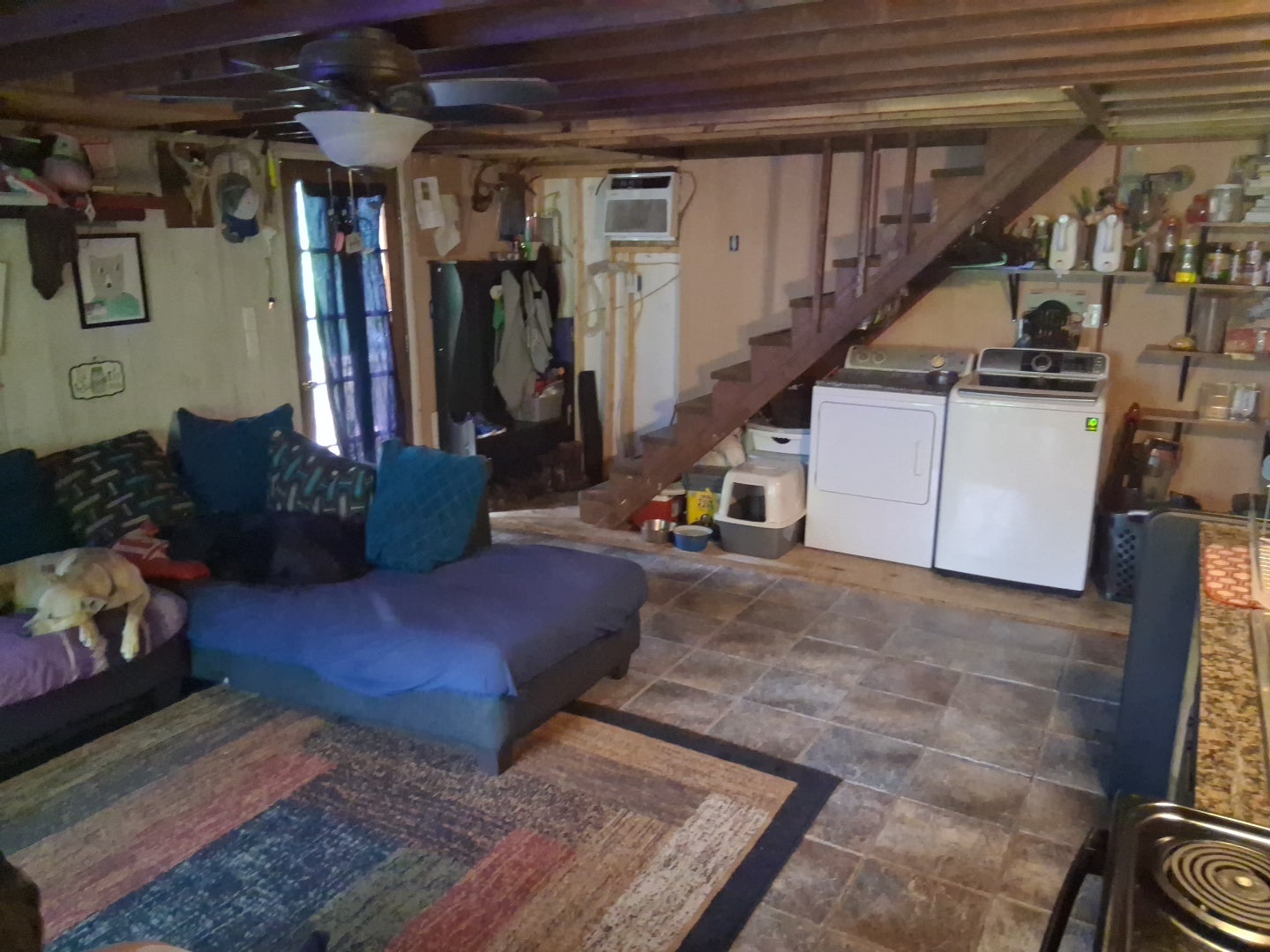 Michelle Taylor's current living room on the second floor of her tiny home
