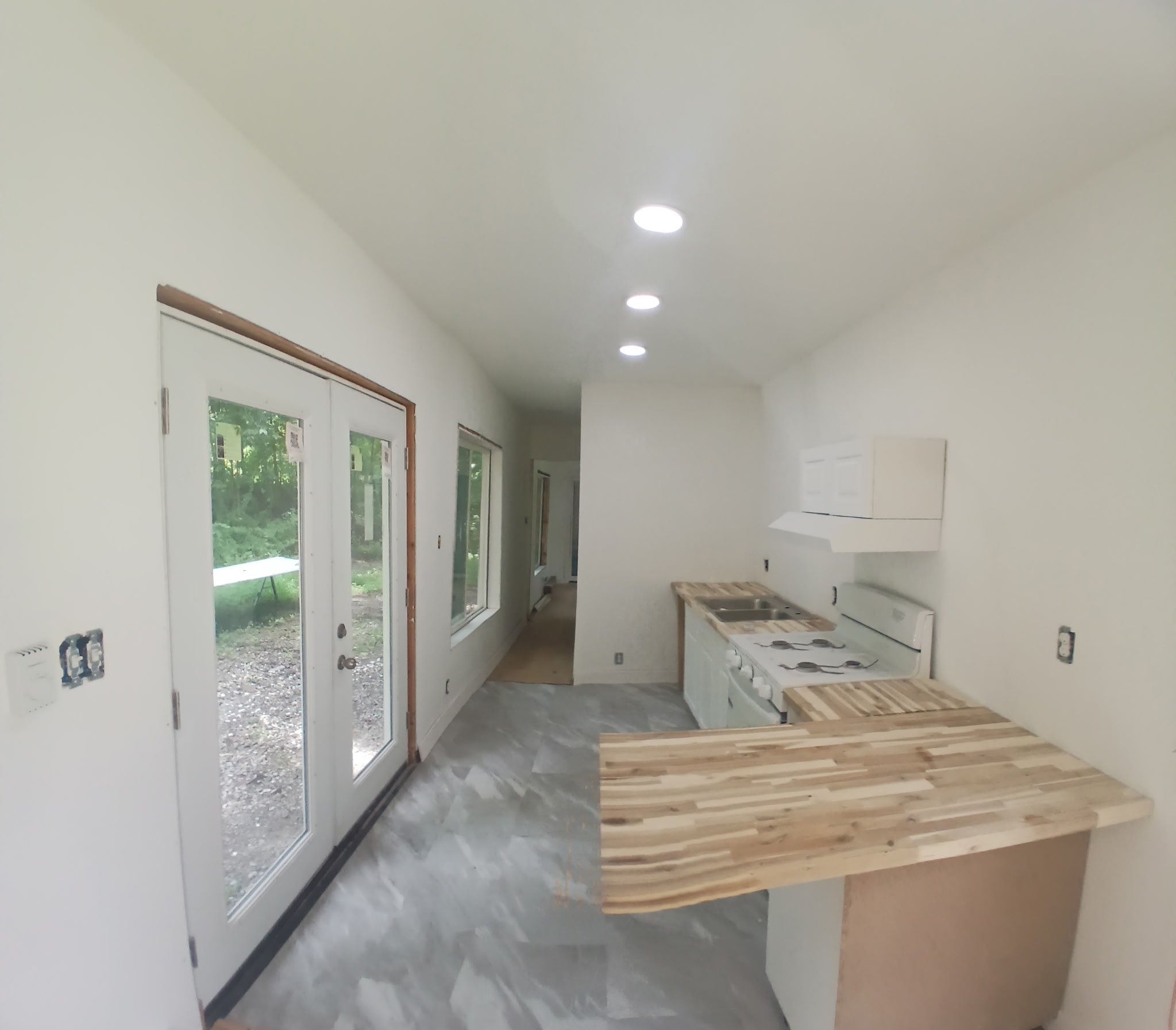 Kitchen created by Jeremy Collins in his one-bedroom tiny home