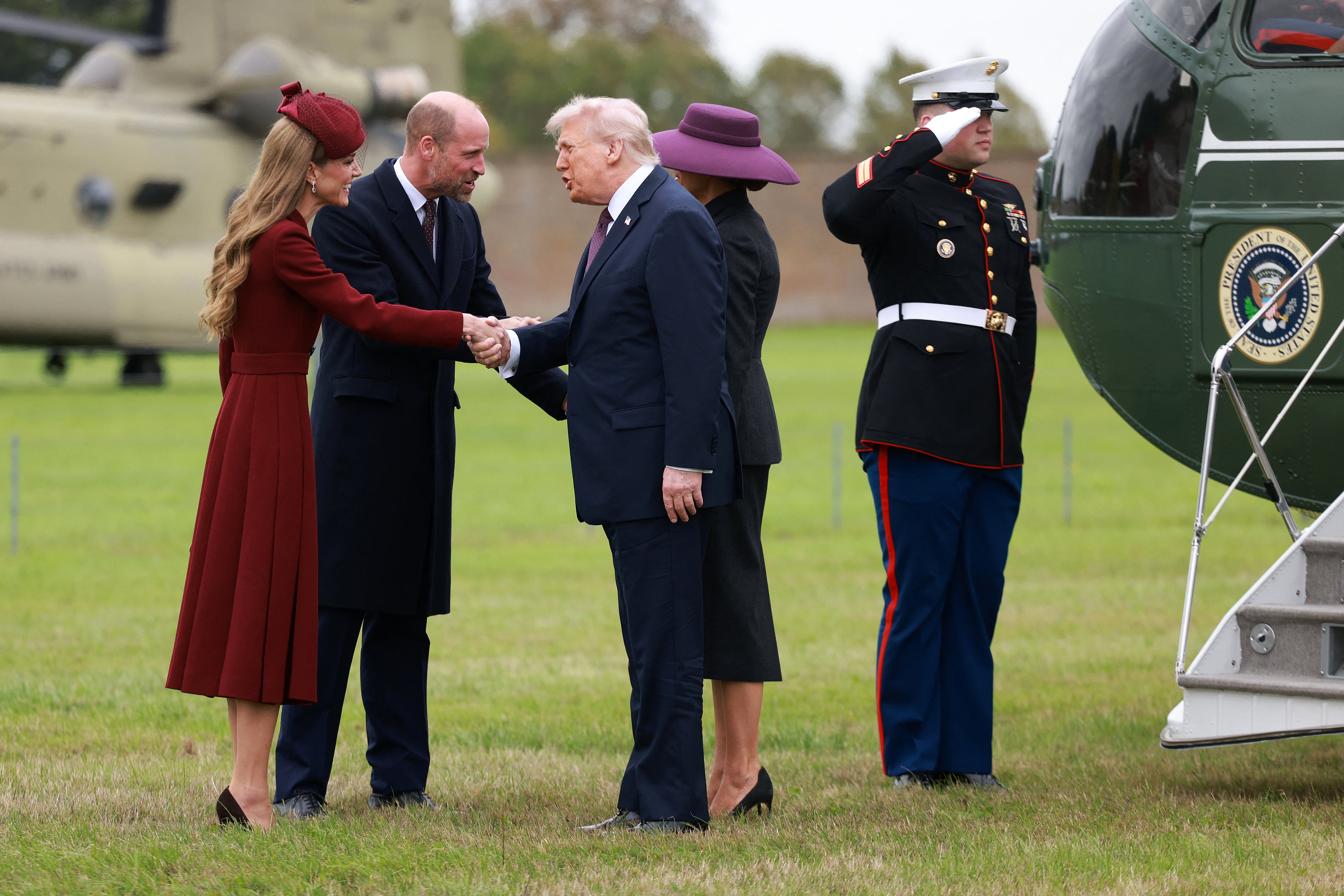 William and Kate greeted the president and Melania Trump
